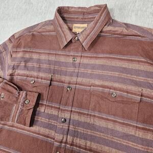 REDHEAD RANCH Shirt Mens 2XL Striped Heavy Flannel Button-Up Pockets Western